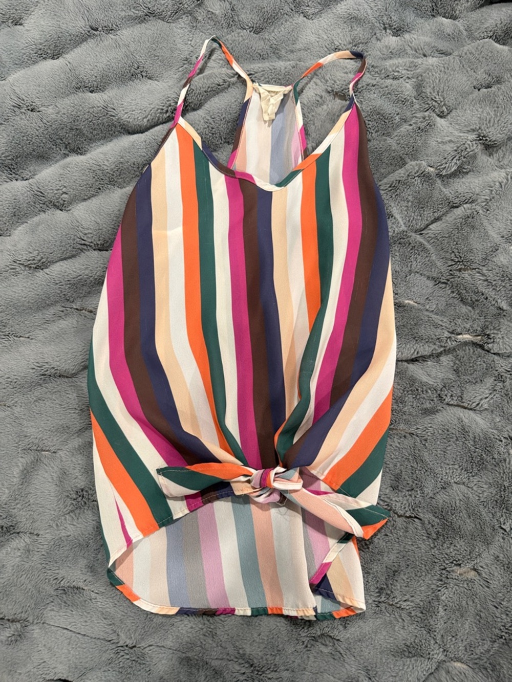 Fantastic Fawn Multicolor Striped Tank Top - Pink, Orange, Green, Navy, Tan